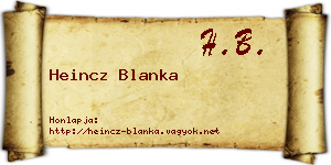 Heincz Blanka névjegykártya